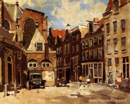 Stadsgezicht met spelende kinderen, Haarlem Stadsgezicht met spelende kinderen, Haarlem