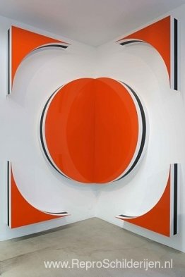 Souvenirfoto: 1 vierkant = 1 cirkel + 4 driehoeken, hoge reliëfs Souvenirfoto: 1 vierkant = 1 cirkel + 4 driehoeken, hoge reliëfs