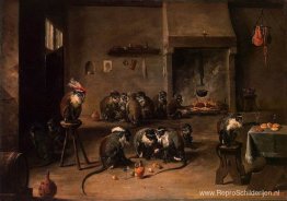 Apen in een keuken Apen in een keuken