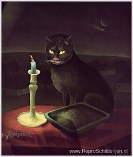 Kat dichtbij kaars Kat dichtbij kaars