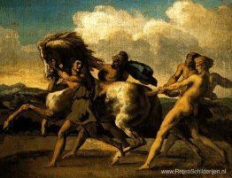 Slaven die een paard tegenhouden, studeren voor The Race of the Slaven die een paard tegenhouden, studeren voor The Race of the