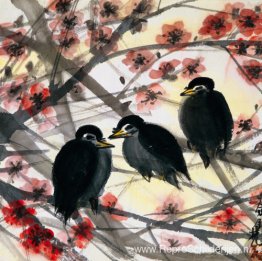 Pruimenboom en vogels Pruimenboom en vogels