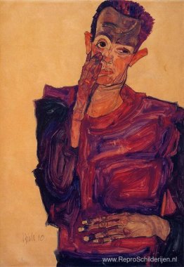 Zelfportret met hand tegen wang Zelfportret met hand tegen wang