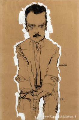 Portret van Eduard Kosmack, frontaal, met gevouwen handen Portret van Eduard Kosmack, frontaal, met gevouwen handen