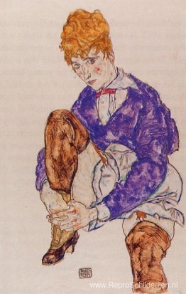 Portret van de zittende vrouw van de kunstenaar, met haar rechte Portret van de zittende vrouw van de kunstenaar, met haar rechte
