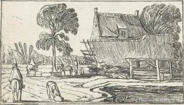 Rijden op de weg naast een boerderij Rijden op de weg naast een boerderij