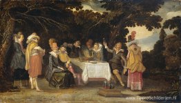 Elegant gezelschapsdineren in de open lucht Elegant gezelschapsdineren in de open lucht