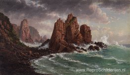 Uitzicht op de granieten rotsen bij Kaap Woolamai Uitzicht op de granieten rotsen bij Kaap Woolamai