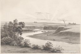 Oude doorwaadbare plaats door de rivier de Torrens bij Adelaide Oude doorwaadbare plaats door de rivier de Torrens bij Adelaide