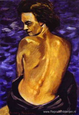 Naakt van achteren op een achtergrond van de zee Naakt van achteren op een achtergrond van de zee