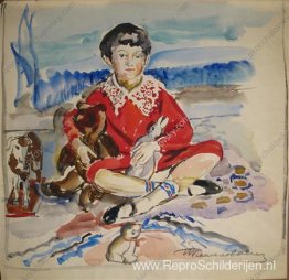 Zittend meisje. Schets van portret van Kamushka Benediktova. Zittend meisje. Schets van portret van Kamushka Benediktova.