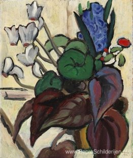 Bloemen op wit (cyclaam en hyacint) Bloemen op wit (cyclaam en hyacint)