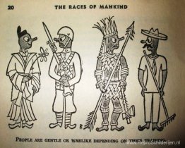 Illustratie voor "The Races of Mankind" door Ruth Benedict en Ge Illustratie voor "The Races of Mankind" door Ruth Benedict en Ge