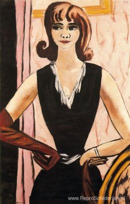 Portret van Quappi in roze en paars Portret van Quappi in roze en paars
