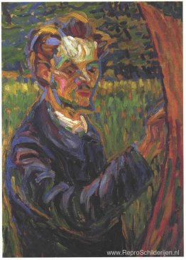Portret van Erich Heckel bij de ezel Portret van Erich Heckel bij de ezel