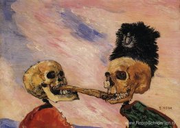Skeletten die vechten om een ingelegde haring Skeletten die vechten om een ingelegde haring
