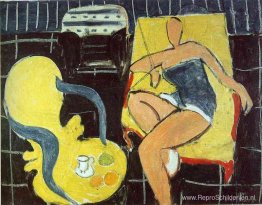 Danser en Rocaille fauteuil op een zwarte achtergrond Danser en Rocaille fauteuil op een zwarte achtergrond