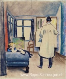 Franz Marc en Maria in de studio Franz Marc en Maria in de studio