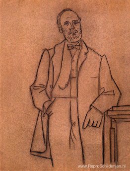 Portret van een bebaarde man leunend op de wieg Portret van een bebaarde man leunend op de wieg