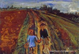 Twee kinderen op een weg Twee kinderen op een weg