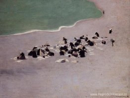 Wasvrouwen bij Etretat (vrouwen drogen wasgoed op het strand) Wasvrouwen bij Etretat (vrouwen drogen wasgoed op het strand)