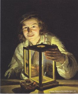 De jonge jongen met de stallantaarn De jonge jongen met de stallantaarn