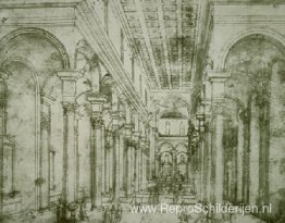 Perspectieftekening voor de kerk van Santo Spirito in Florence Perspectieftekening voor de kerk van Santo Spirito in Florence