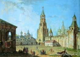 Uitzicht vanaf de Spasskipoort van het Kremlin Uitzicht vanaf de Spasskipoort van het Kremlin