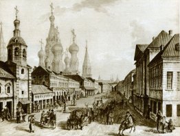 Uitzicht op de Moskvoretskaya-straat, Zaryadye, Moskou Uitzicht op de Moskvoretskaya-straat, Zaryadye, Moskou