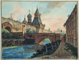 Uitzicht op Vladimirskiye (Nikolskiye) Poort van Kitai Gorod Uitzicht op Vladimirskiye (Nikolskiye) Poort van Kitai Gorod