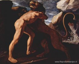 Hercules vecht met de Nemeïsche leeuw Hercules vecht met de Nemeïsche leeuw
