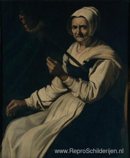 Oude vrouw draait Oude vrouw draait