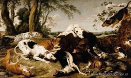 Honden die een zwijn neerhalen Honden die een zwijn neerhalen