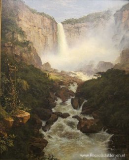 Tequendamawatervallen, dichtbij Bogota, Nieuw-Granada Tequendamawatervallen, dichtbij Bogota, Nieuw-Granada