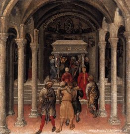 Quaratesi-altaarstuk, Pelgrims bij het graf van Sint-Nicolaas va Quaratesi-altaarstuk, Pelgrims bij het graf van Sint-Nicolaas va