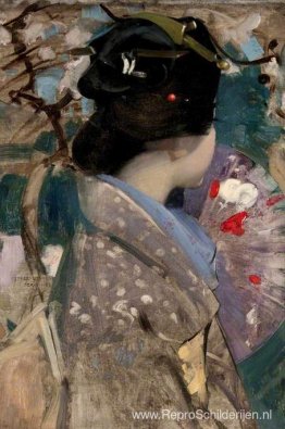 Japanse dame met een waaier Japanse dame met een waaier