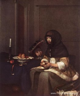 Vrouw Peeling Appel Vrouw Peeling Appel