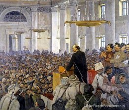 De eerste toespraak van Vladimir Lenin in het Smolny. Late versi De eerste toespraak van Vladimir Lenin in het Smolny. Late versi