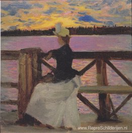 Marie Gallén bij de Kuhmoniemi-brug Marie Gallén bij de Kuhmoniemi-brug