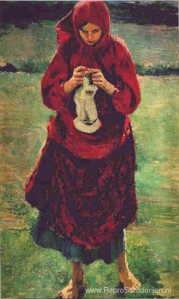 Boerenmeisje dat een kous breit Boerenmeisje dat een kous breit