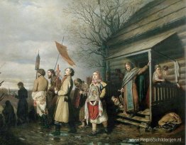 Paasprocessie in een dorp Paasprocessie in een dorp