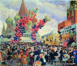 Palmzondag nabij de Spasskypoort op het Rode Plein in Moskou Palmzondag nabij de Spasskypoort op het Rode Plein in Moskou
