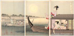 Maandag: herfstmaan boven de Sumida-rivier Maandag: herfstmaan boven de Sumida-rivier