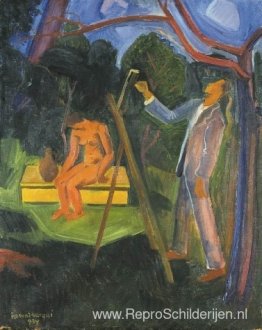 Schilder met model Schilder met model