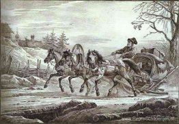 Een reiziger in een Kibitka (kar of slee met kap) Een reiziger in een Kibitka (kar of slee met kap)