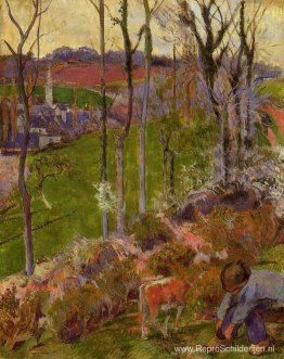 Petit Breton die zijn schoen regelt, of Landschap in Pont-Aven, Petit Breton die zijn schoen regelt, of Landschap in Pont-Aven,