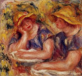 Twee vrouwen in blauwe blouses Twee vrouwen in blauwe blouses