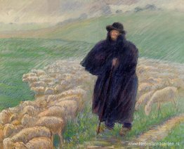 Herder in een stortbui Herder in een stortbui