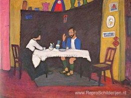 Kandinsky en Erma Bossi aan tafel in het Murnauhuis Kandinsky en Erma Bossi aan tafel in het Murnauhuis