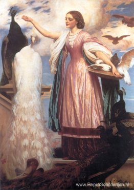 Een meisje dat pauwen voedt Een meisje dat pauwen voedt